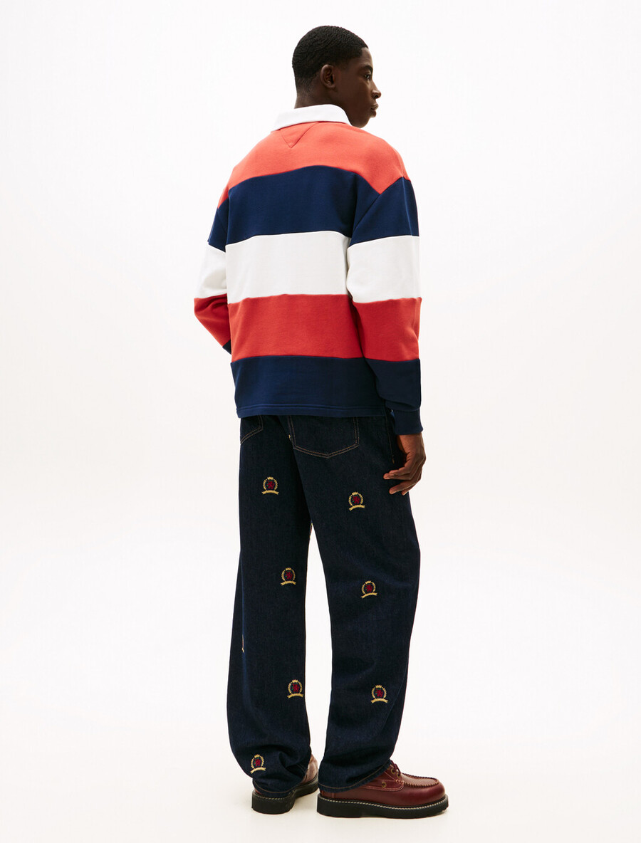 maglietta da rugby tommy badge stripe relaxed