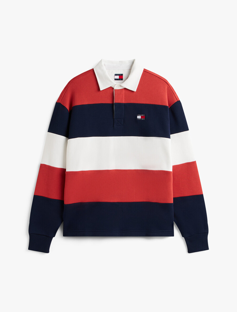 maglietta da rugby tommy badge stripe relaxed
