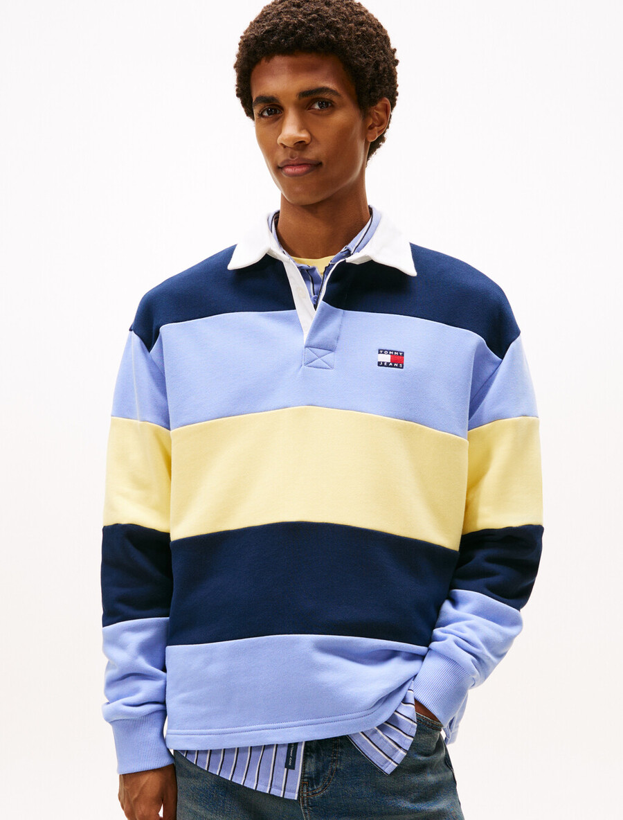 maglietta da rugby tommy badge stripe relaxed