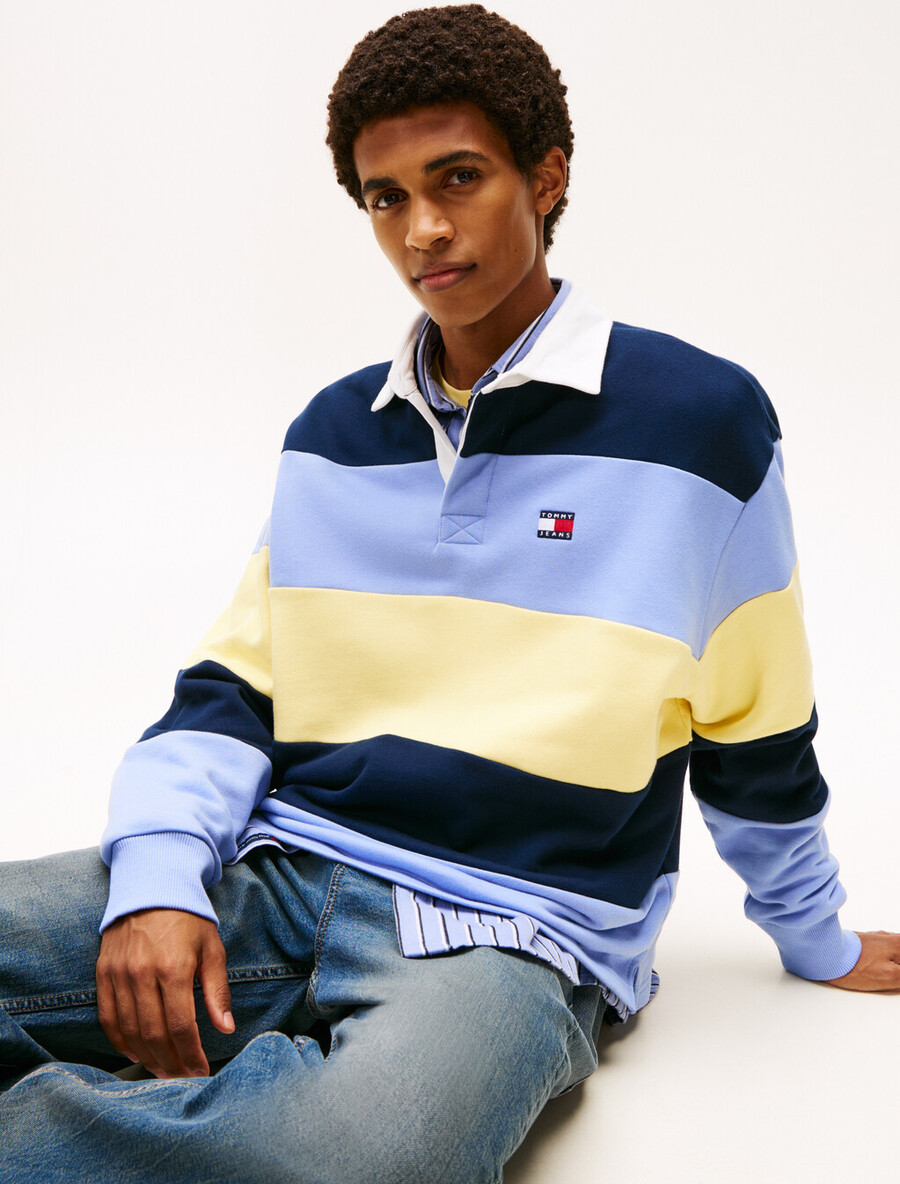 maglietta da rugby tommy badge stripe relaxed