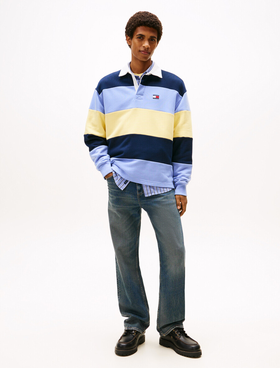 maglietta da rugby tommy badge stripe relaxed