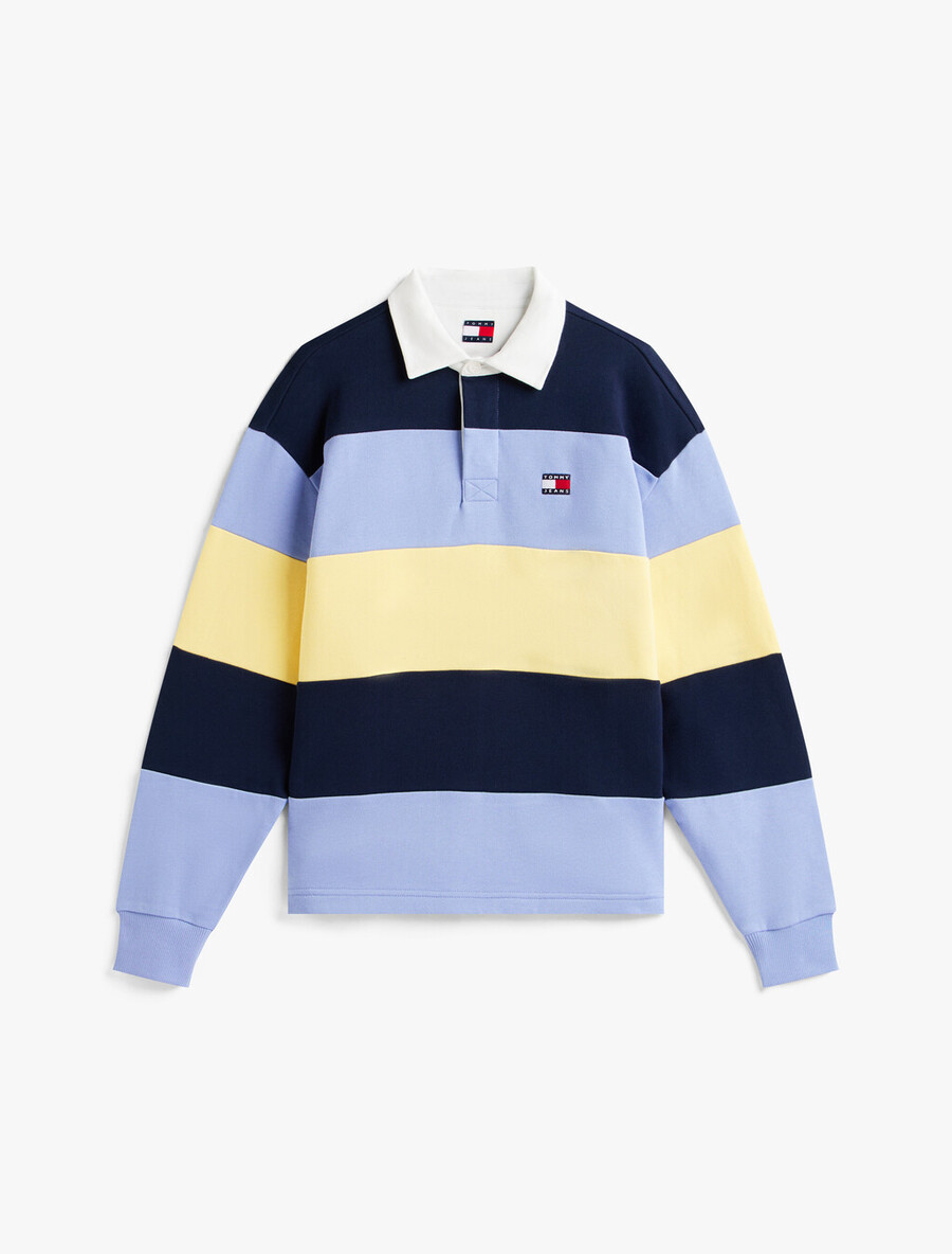 maglietta da rugby tommy badge stripe relaxed