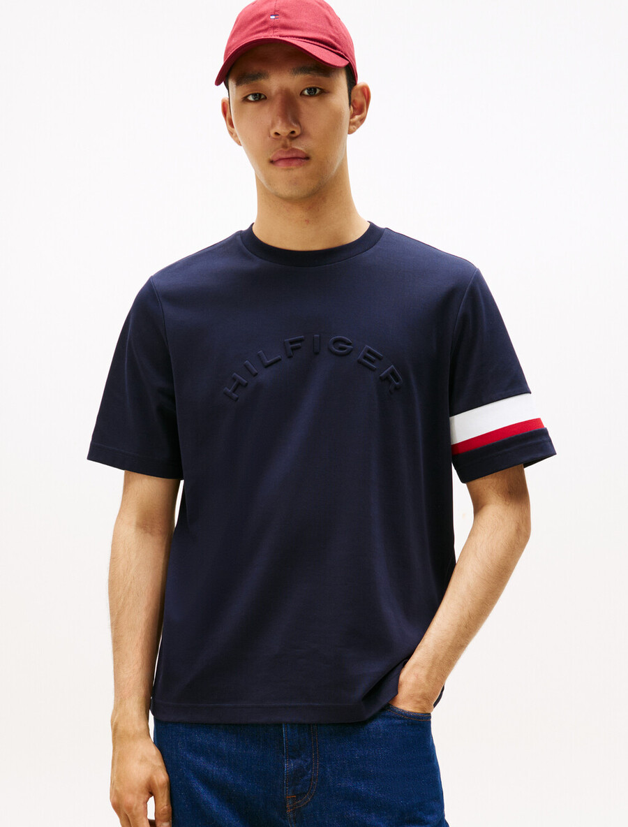 t-shirt in maglia interlock con maniche color block
