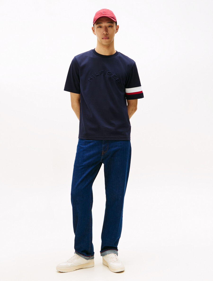t-shirt in maglia interlock con maniche color block