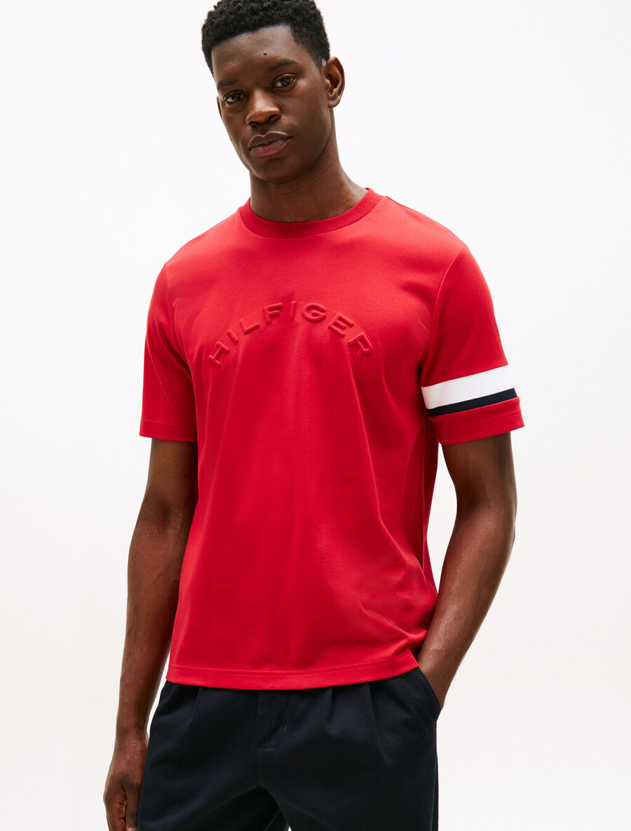 t-shirt in maglia interlock con maniche color block