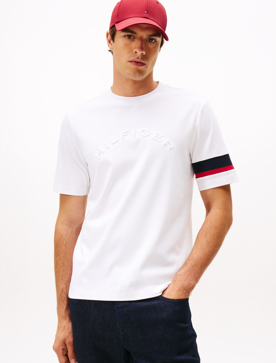 t-shirt in maglia interlock con maniche color block