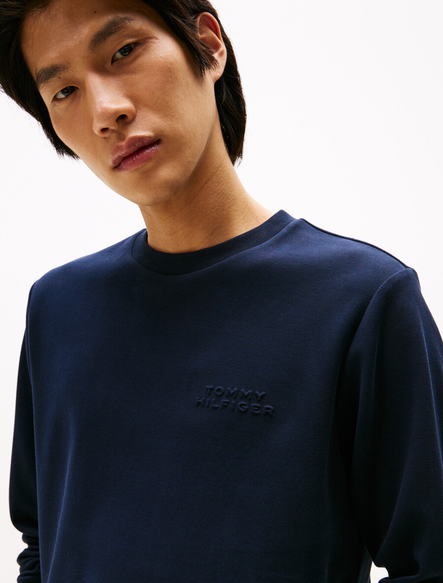 t-shirt a maniche lunghe in piquet di cotone