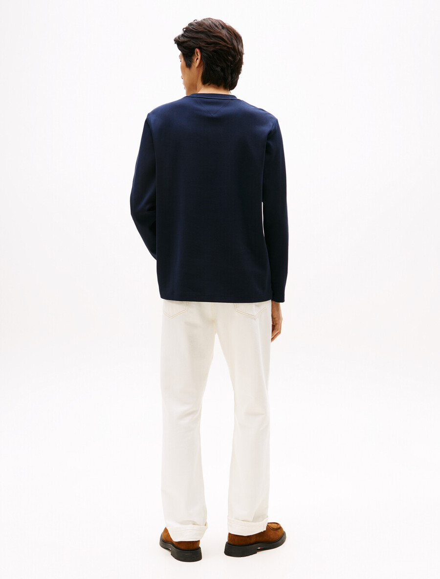 t-shirt a maniche lunghe in piquet di cotone