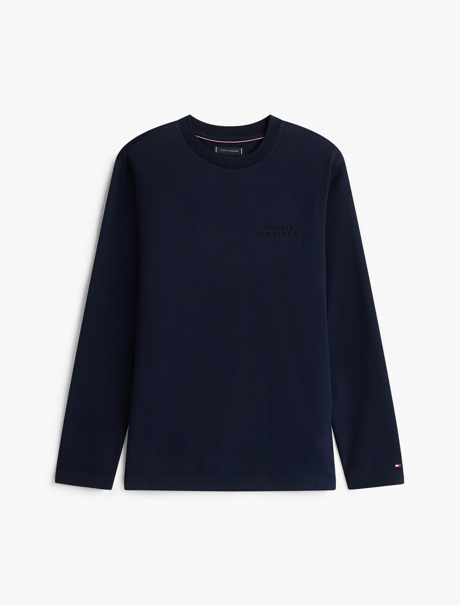 t-shirt a maniche lunghe in piquet di cotone