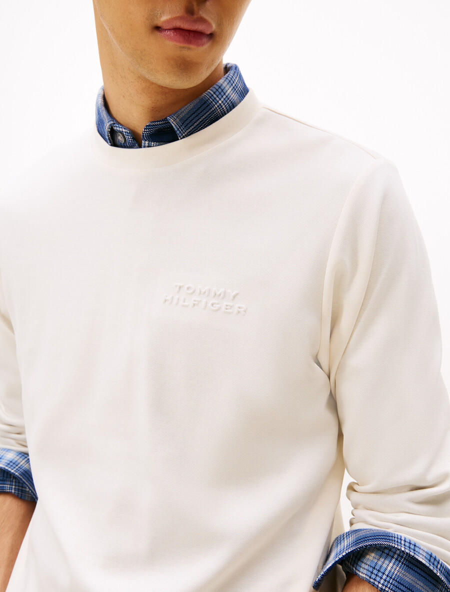 t-shirt a maniche lunghe in piquet di cotone