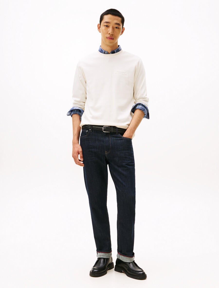 t-shirt a maniche lunghe in piquet di cotone