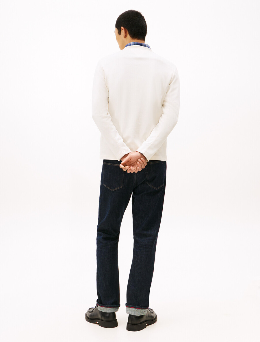 t-shirt a maniche lunghe in piquet di cotone