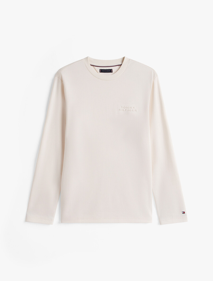 t-shirt a maniche lunghe in piquet di cotone