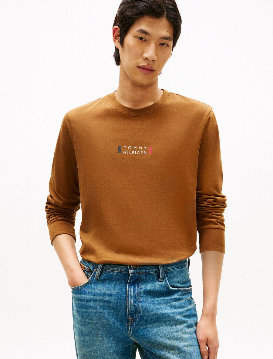t-shirt a maniche lunghe con logo in jersey