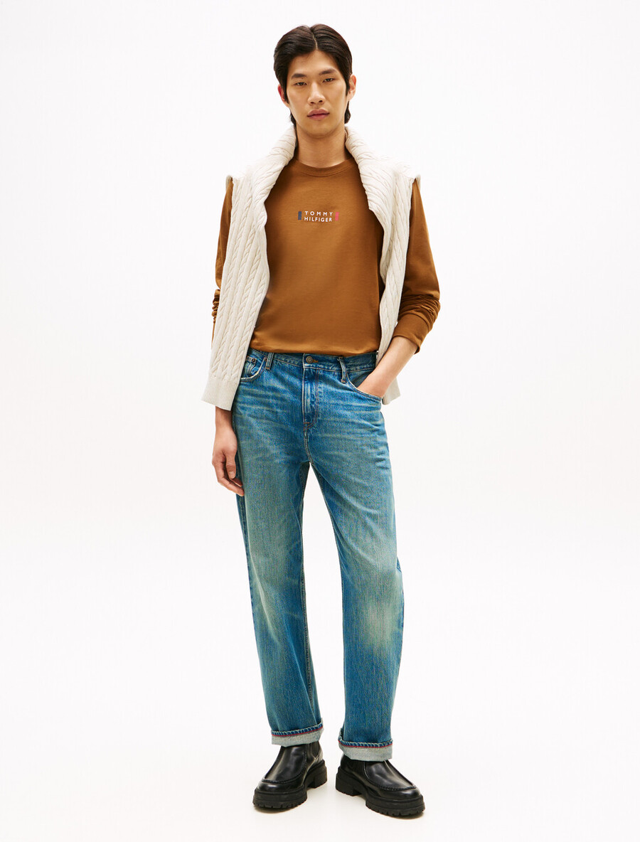 t-shirt a maniche lunghe con logo in jersey