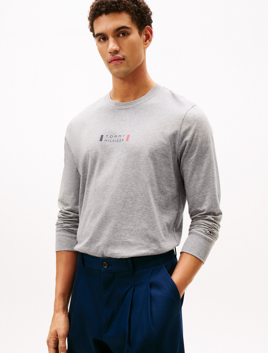 t-shirt a maniche lunghe con logo in jersey