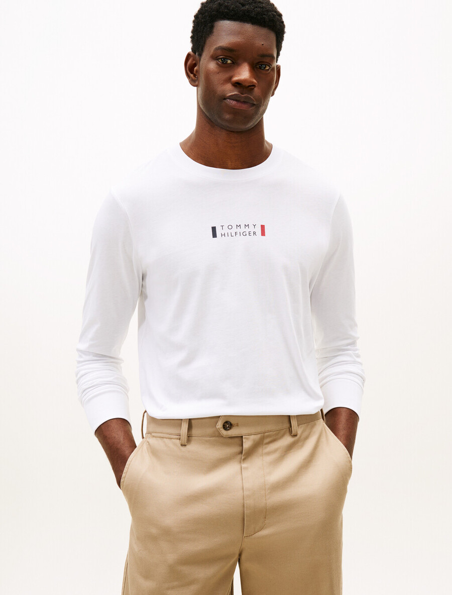 t-shirt a maniche lunghe con logo in jersey