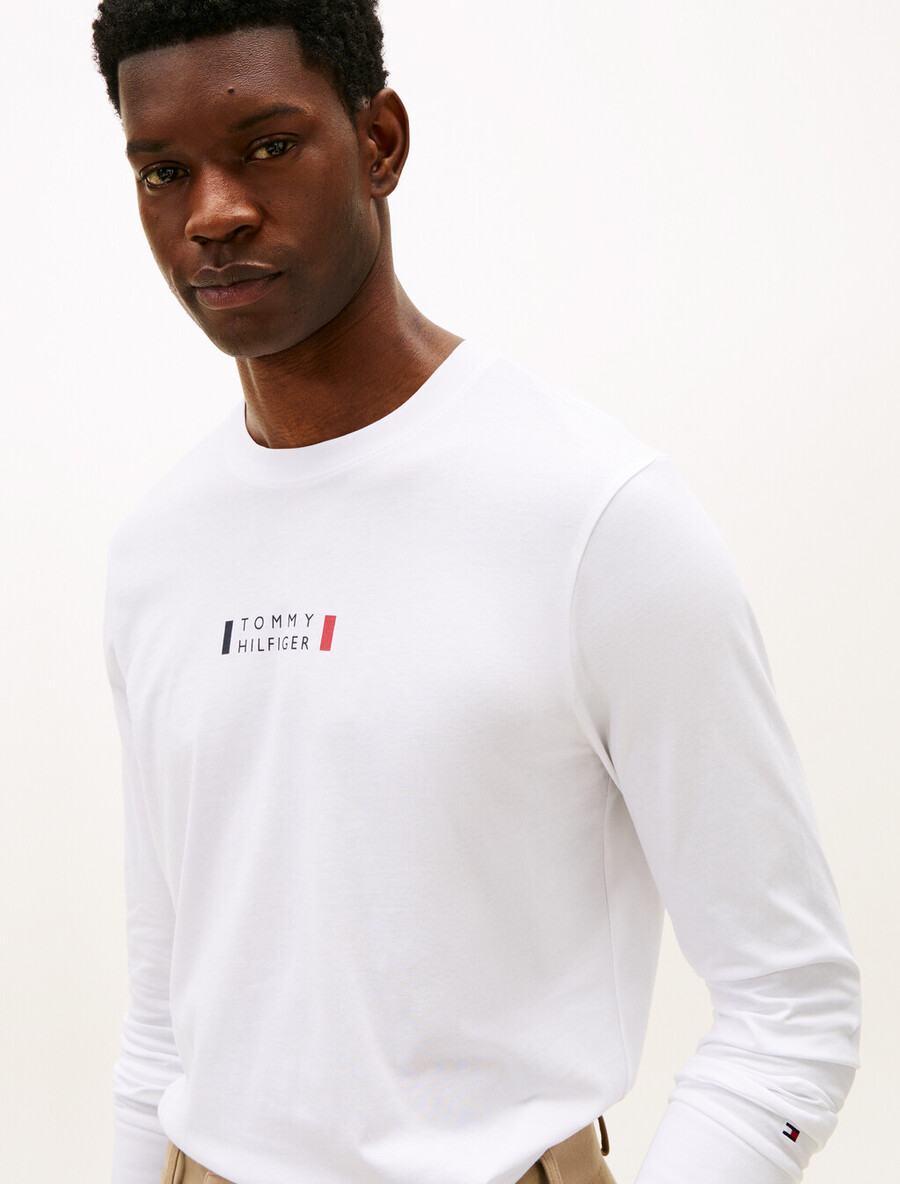 t-shirt a maniche lunghe con logo in jersey
