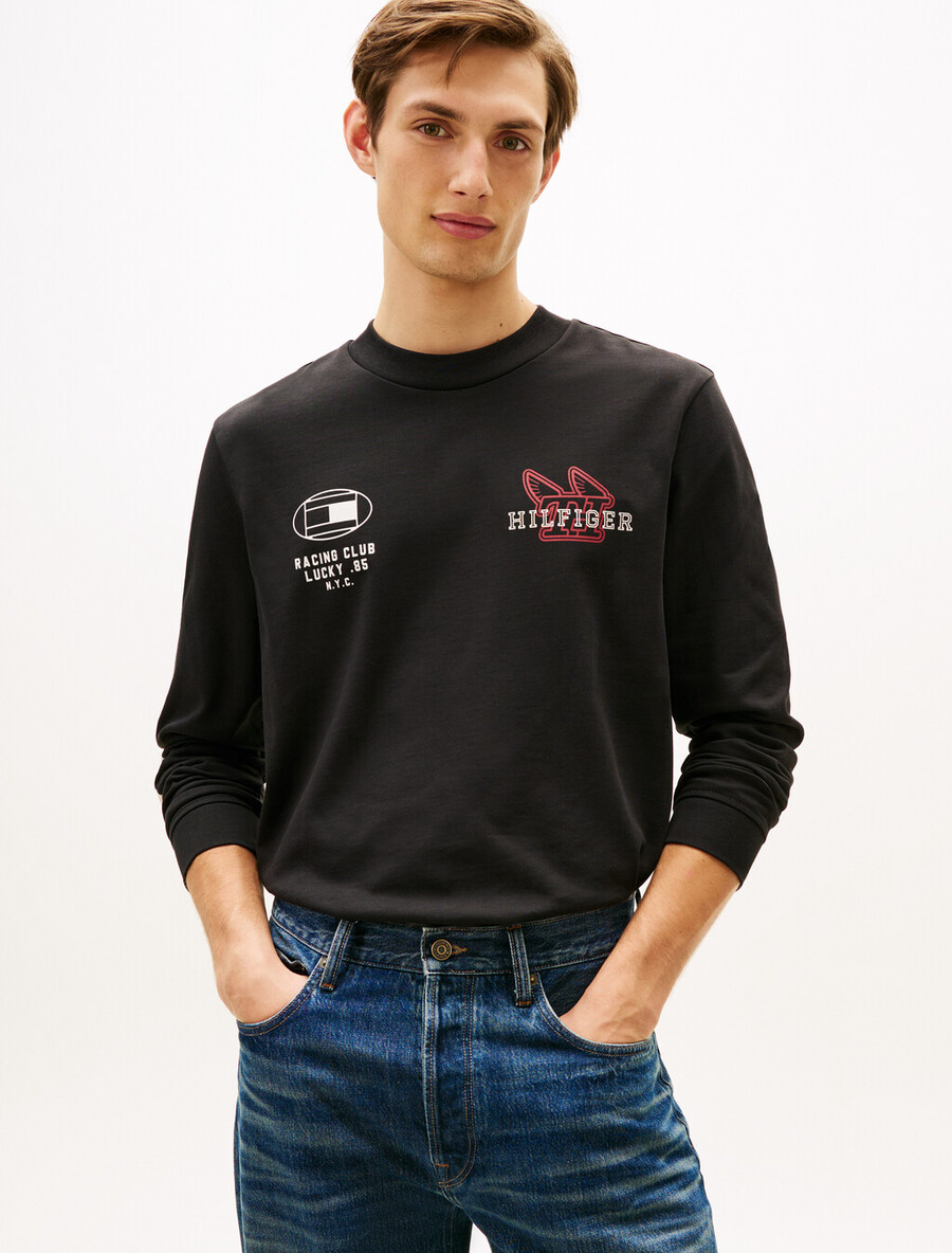 t-shirt a maniche lunghe in jersey grafico