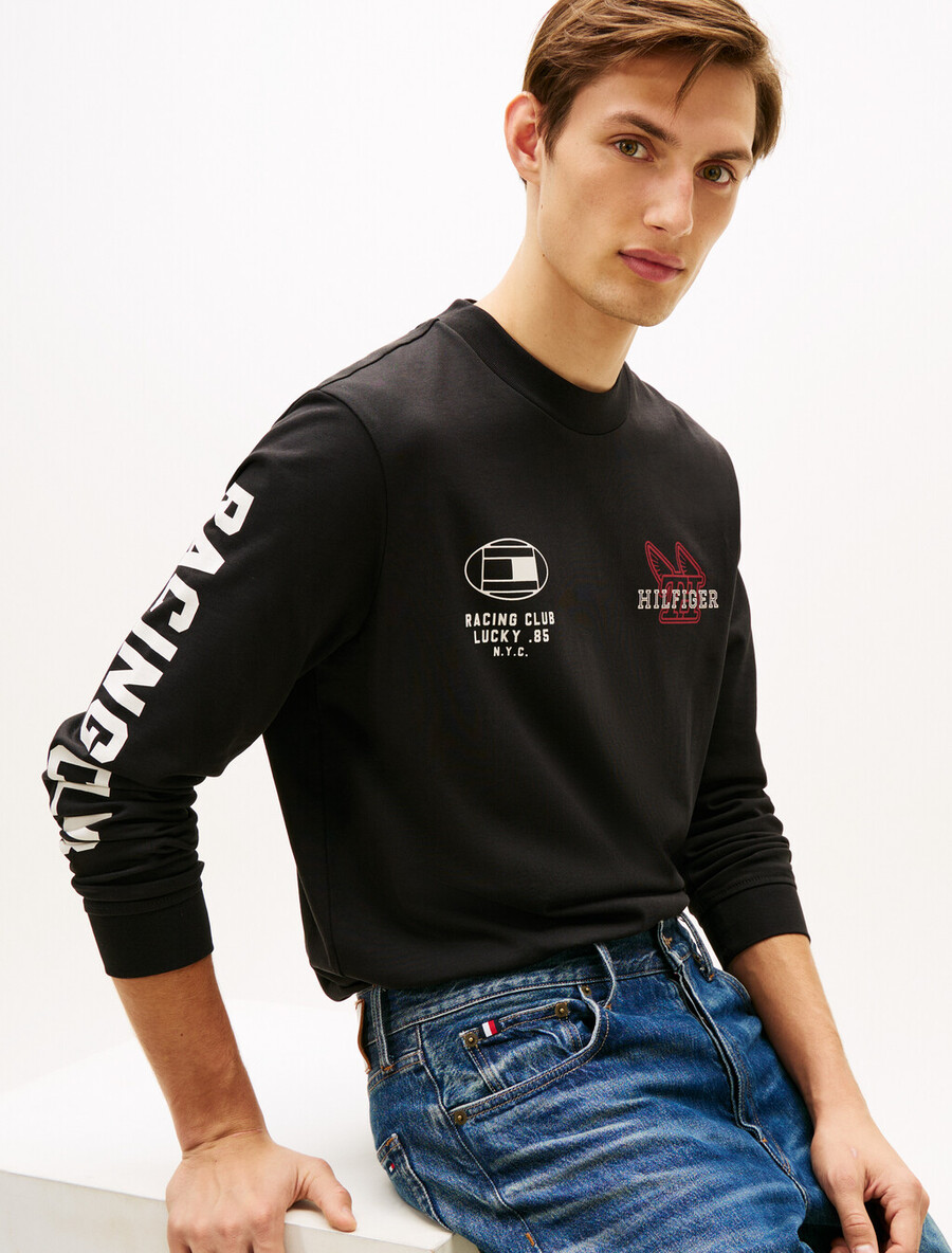 t-shirt a maniche lunghe in jersey grafico
