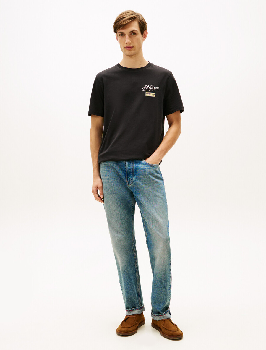 t-shirt girocollo con logo testurizzato