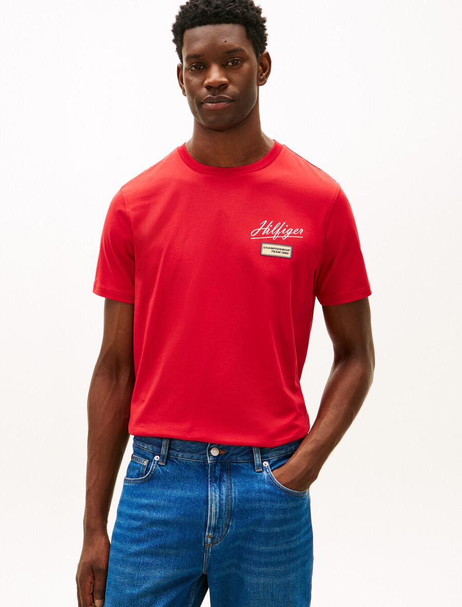 t-shirt girocollo con logo testurizzato