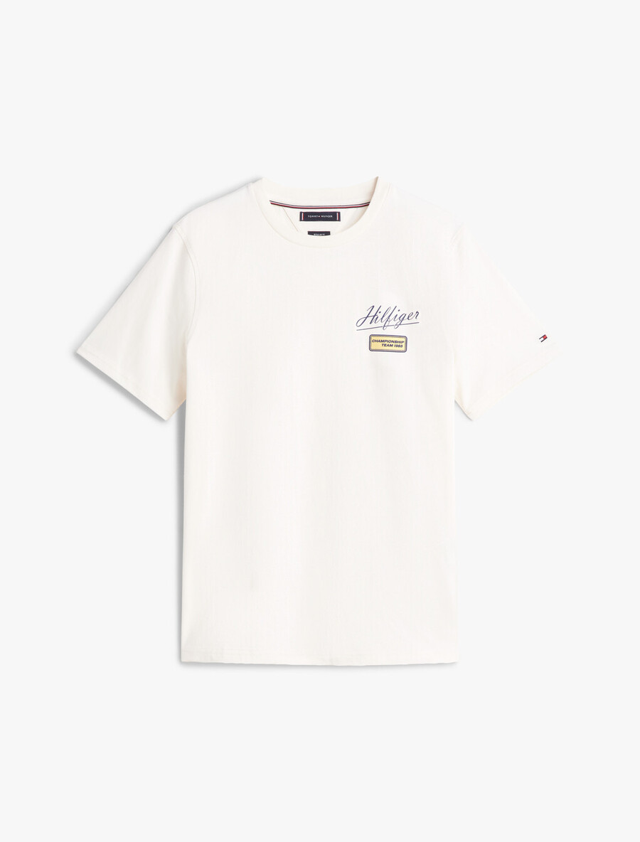 t-shirt girocollo con logo testurizzato
