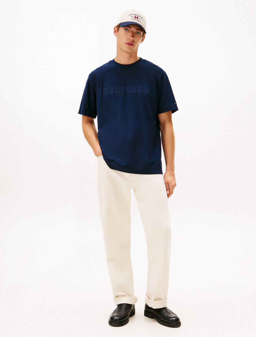 t-shirt girocollo rilassata con ricamo del logo