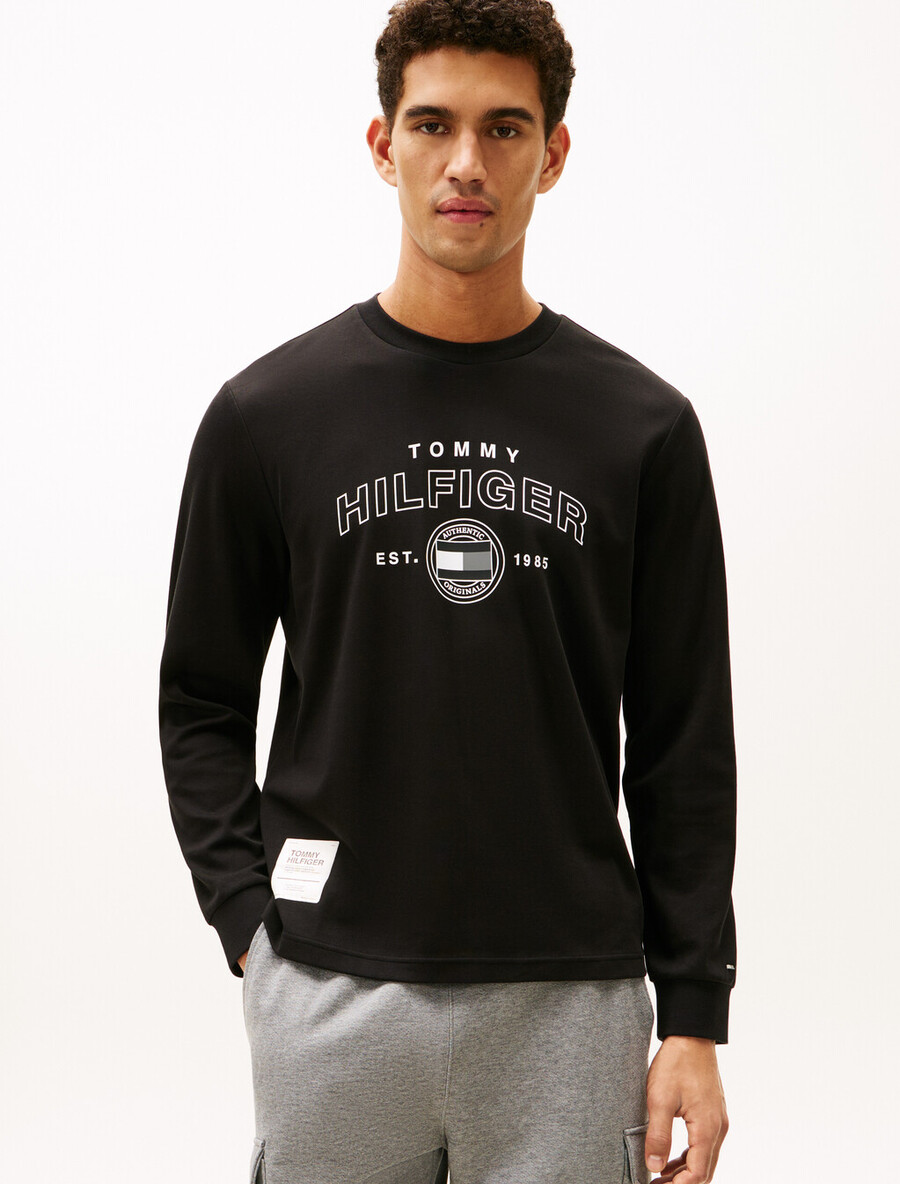 t-shirt a maniche lunghe in cotone interlock