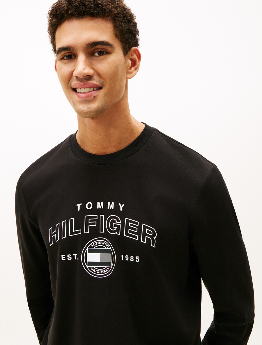t-shirt a maniche lunghe in cotone interlock