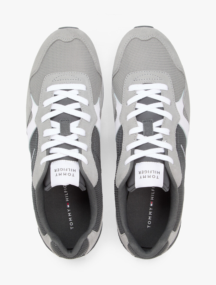 sneakers in pelle scamosciata con texture mista