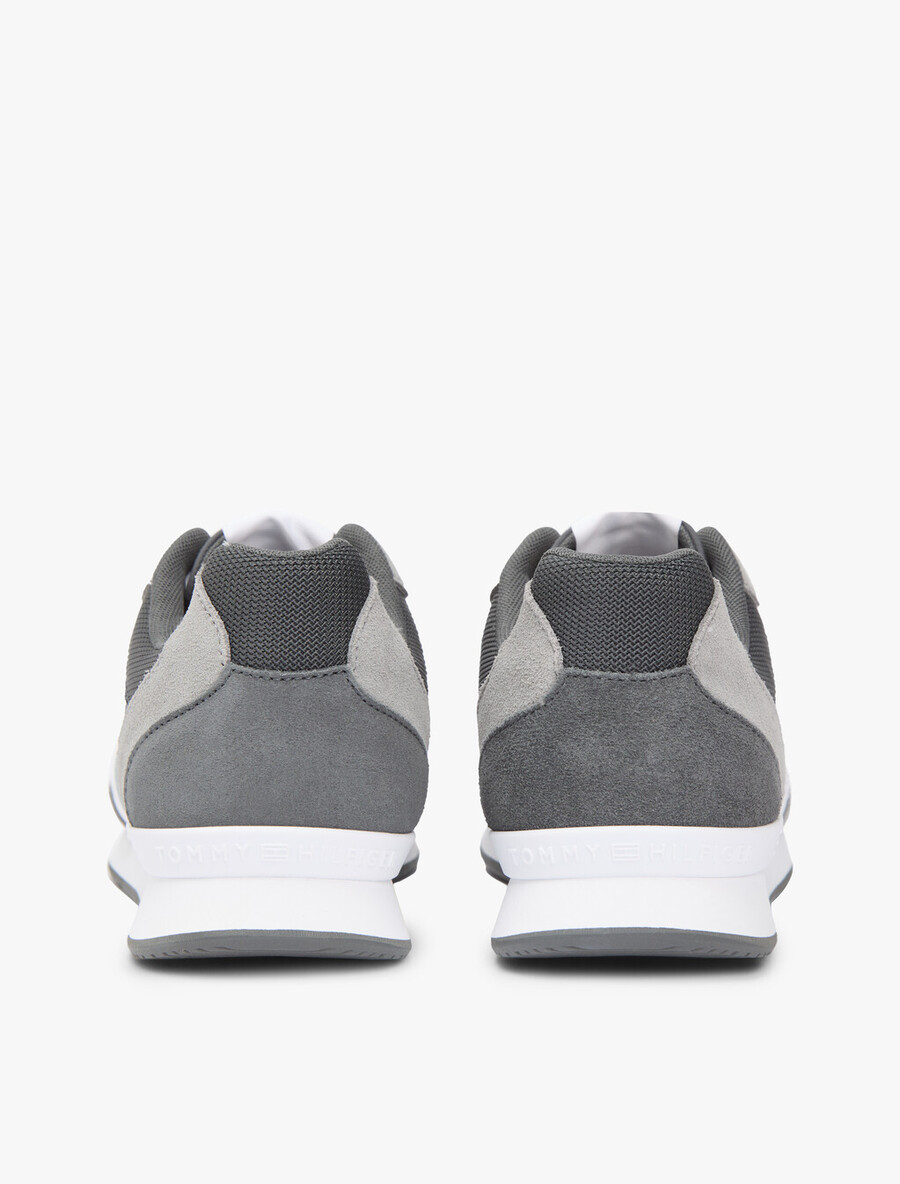 sneakers in pelle scamosciata con texture mista