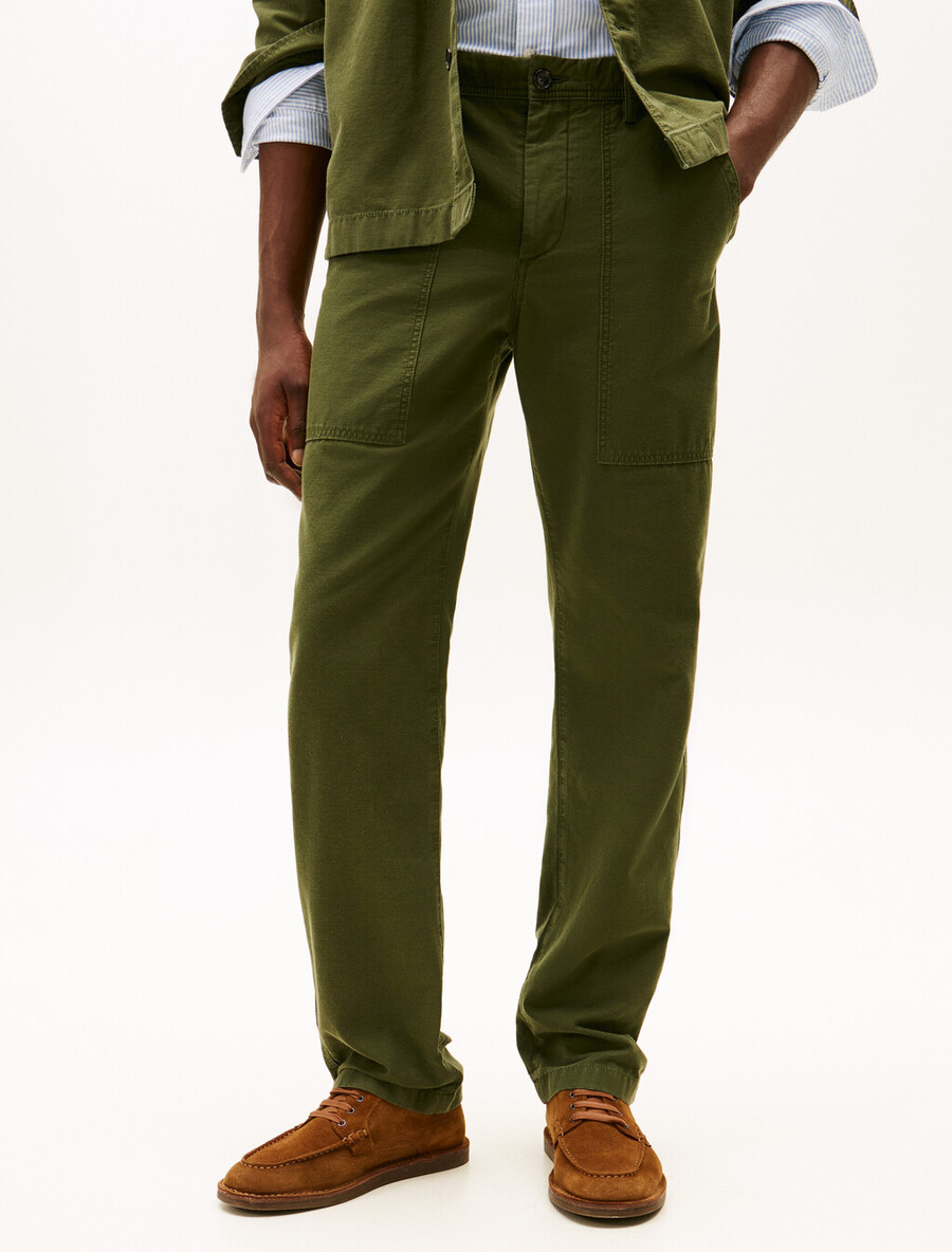 pantaloni utility in raso testurizzato lavato
