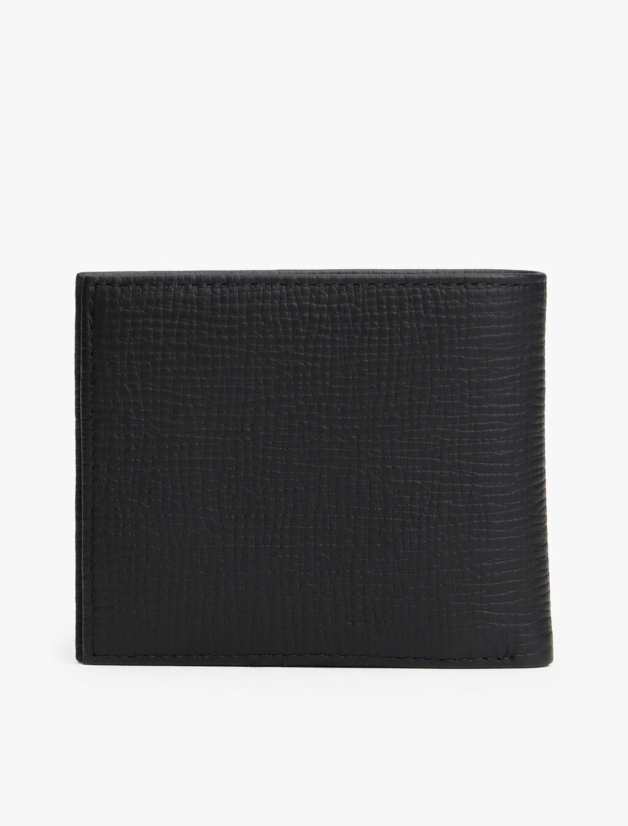 portafoglio bifold in pelle con bandiera hilfiger e portamonete