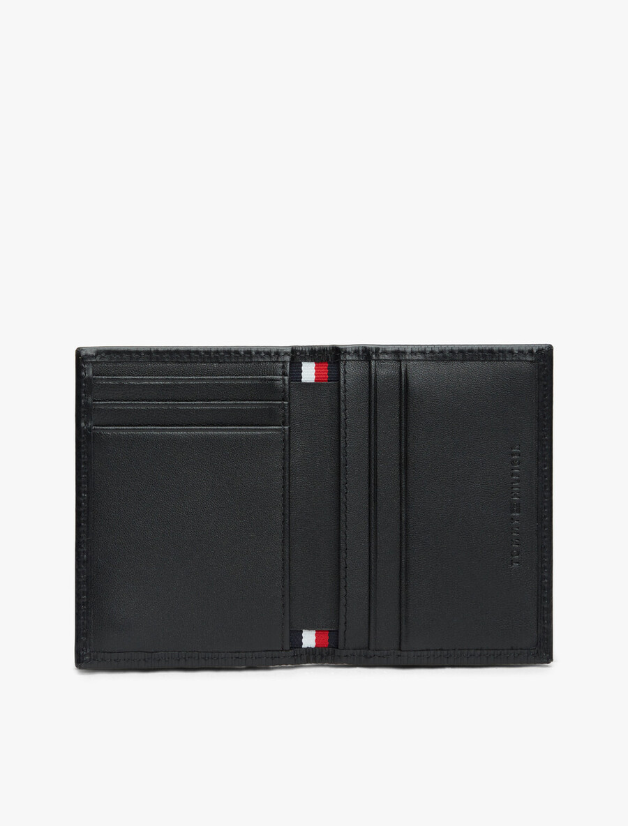 portafoglio porta carte in pelle a coste con bandiera hilfiger