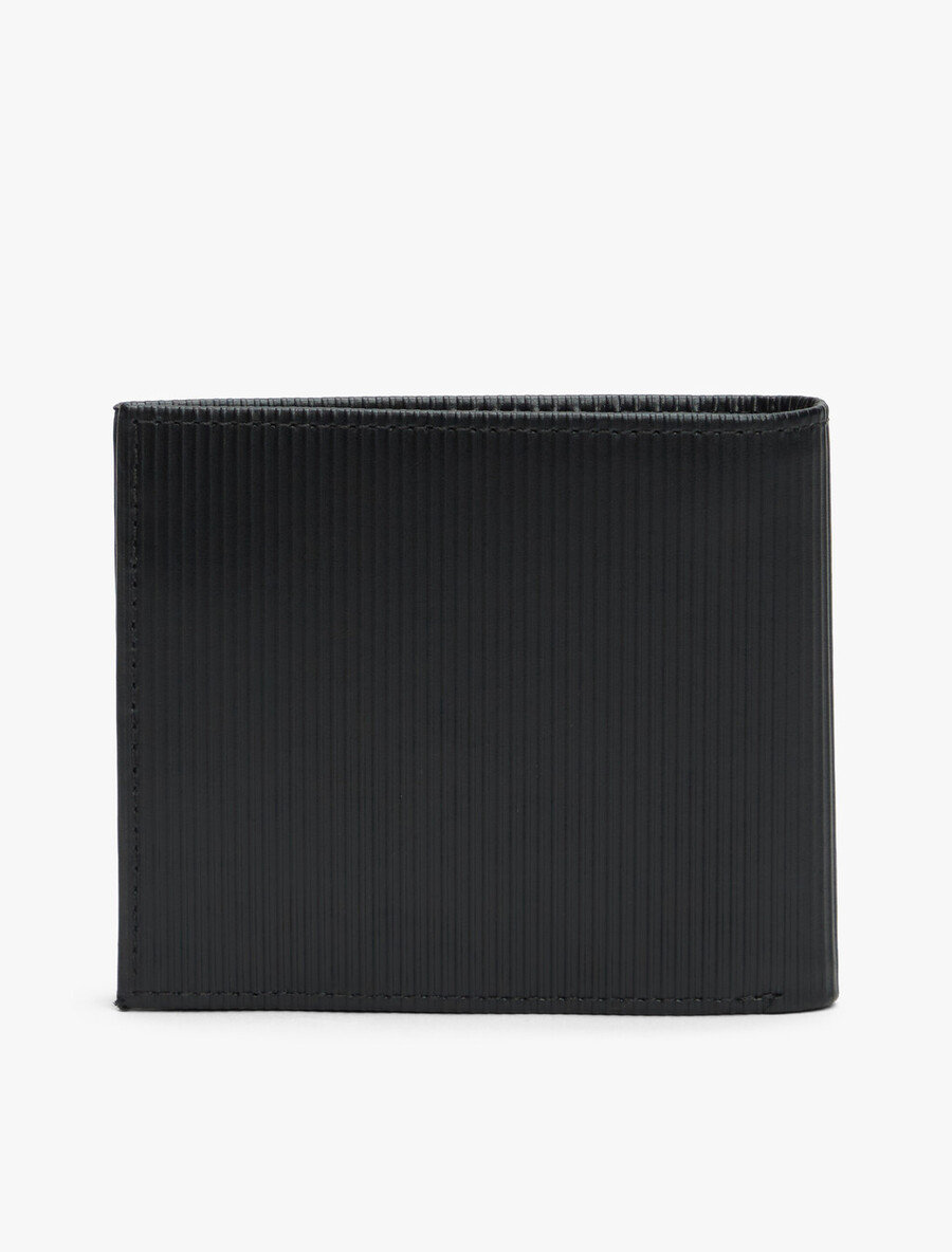 portafoglio bifold in pelle a coste con bandiera hilfiger